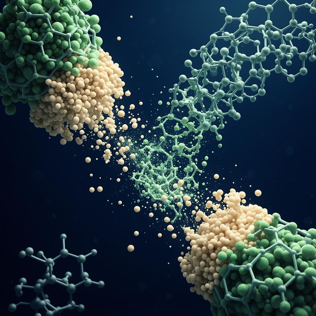 Illustration of starch and gluten molecules